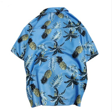 Men's Hawaiian Print Short-Sleeve Shirt – Turn-Down Collar, Summer Casual