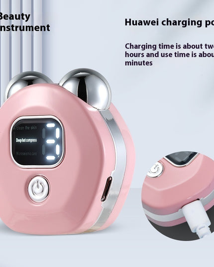 Microcurrent Double-Roller Facial Massager – Hot Compress, Skin Rejuvenation & Wrinkle Reduction