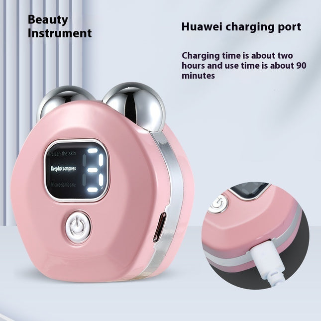 Microcurrent Double-Roller Facial Massager – Hot Compress, Skin Rejuvenation & Wrinkle Reduction