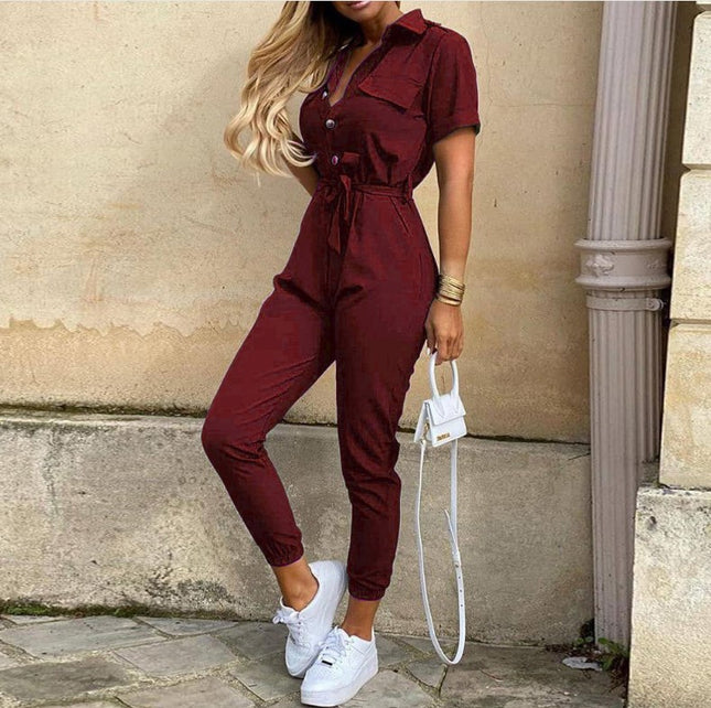 Collared Belted Jumpsuit