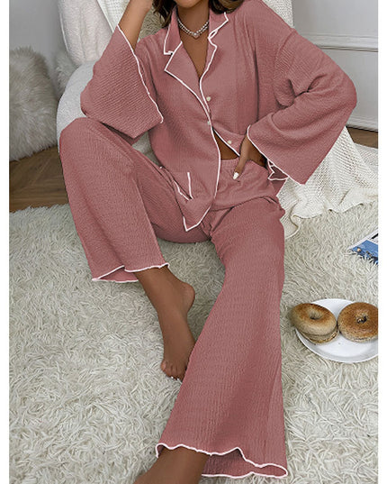 Lapel Button-Up Pajama Set