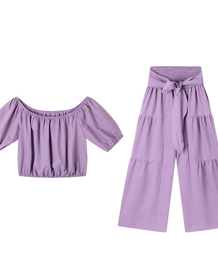 Women's Elegant Two-Piece Set |  Top & High-Waisted Flared Pants