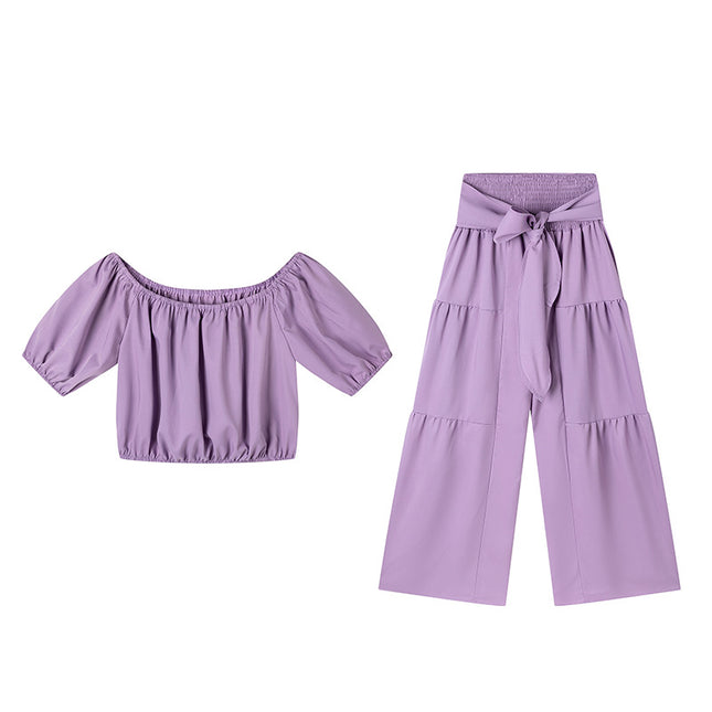 Women's Elegant Two-Piece Set |  Top & High-Waisted Flared Pants
