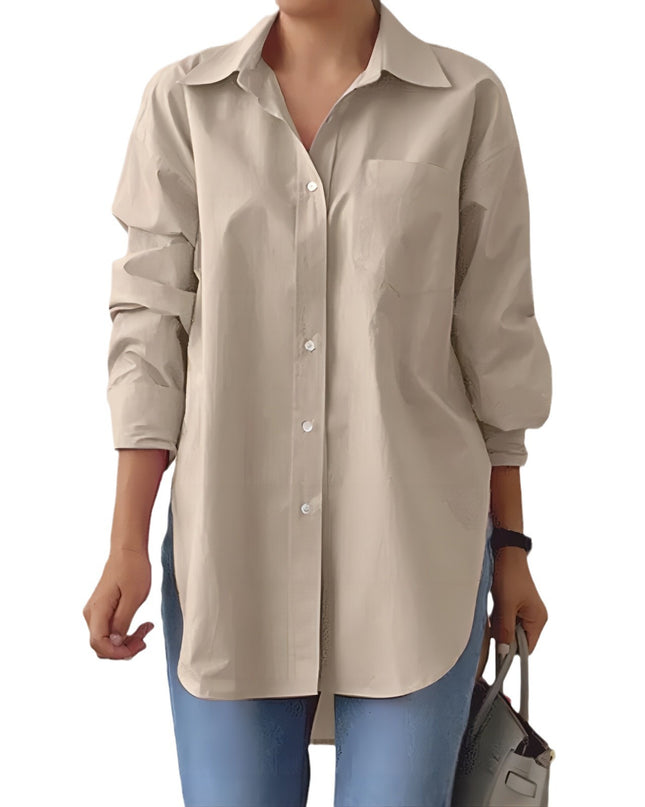 Split-Neck Long-Sleeve Shirt