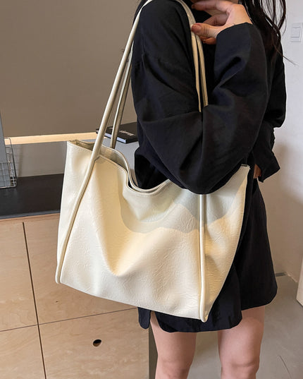 Women's Large Capacity Soft PU Leather Tote Bag – Commuter, Travel & Shopping, 4 Colors