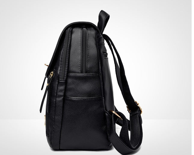 Women's Multi-Function Leather Backpack – Anti-Theft, Waterproof, 20–35L