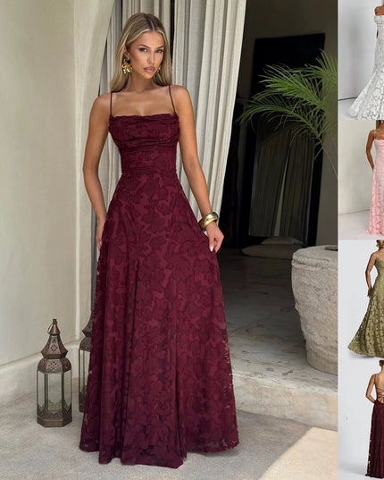 Women's Backless Lace-Up Sling Dress – Sexy High-Waist Sleeveless | Prom & Party | 5 Colors