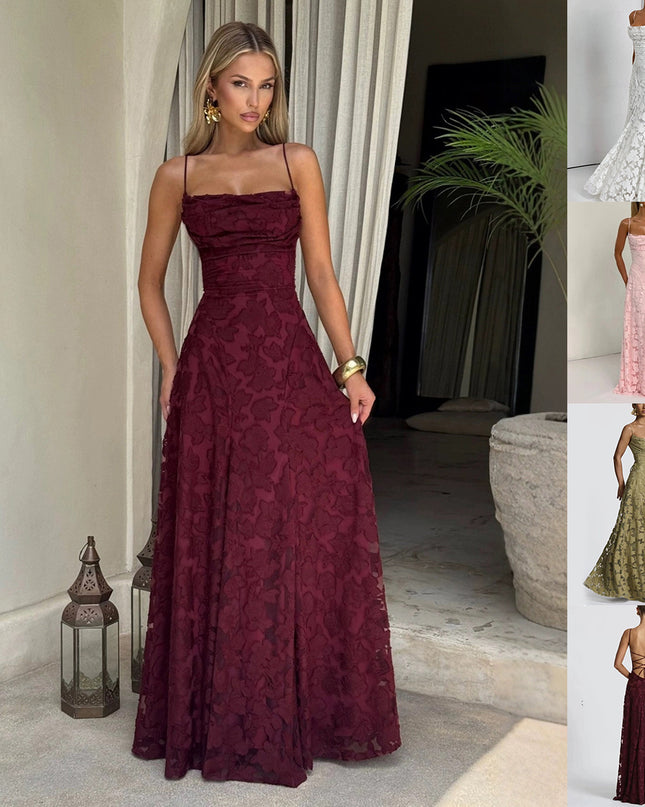 Women's Backless Lace-Up Sling Dress – Sexy High-Waist Sleeveless | Prom & Party | 5 Colors