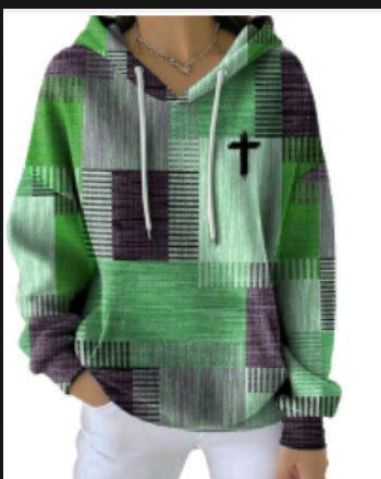 Women's Artistic Print Pullover Hoodie – Retro Style, Sizes S–6XL