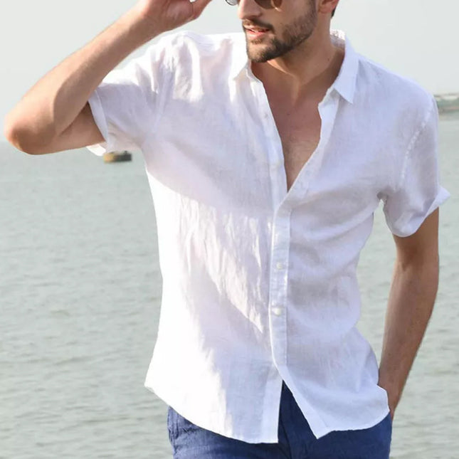 Men's Short-Sleeve Button-Up Shirt – Lightweight Summer Essential