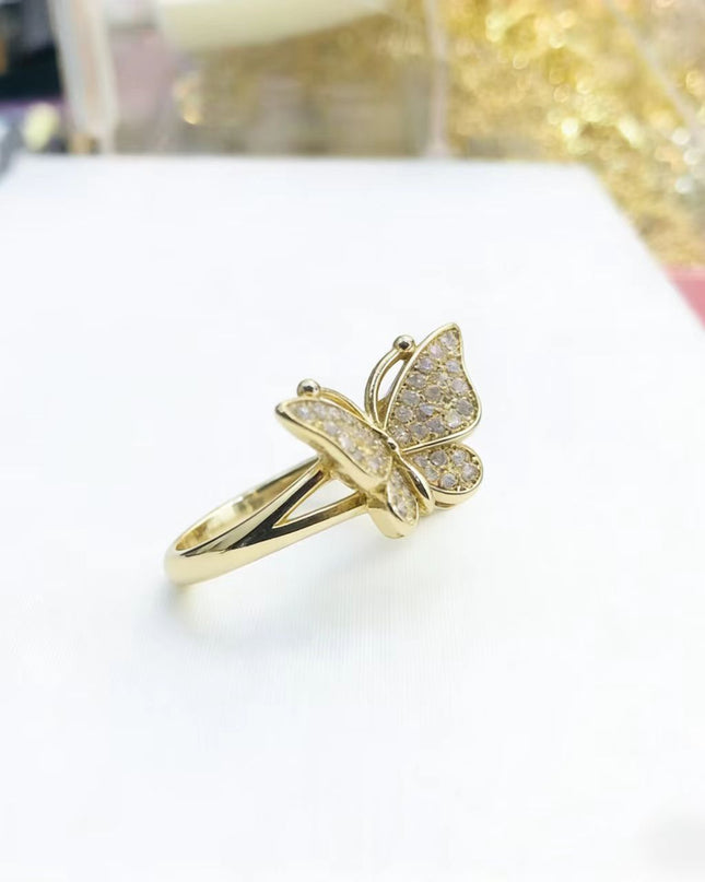 Gold Butterfly Diamond-Encrusted Ring