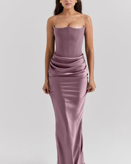 Backless Tube Top Maxi Dress | Sleeveless Evening Gown