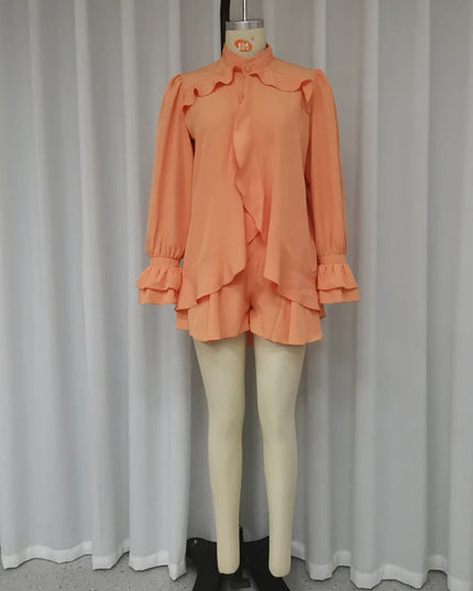 Women's Ruffled High-Waist Summer Short Set – 2 or 3 Piece, 2 Colors, XS–XXXL