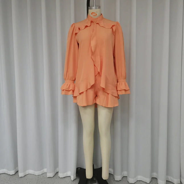 Women's Ruffled High-Waist Summer Short Set – 2 or 3 Piece, 2 Colors, XS–XXXL