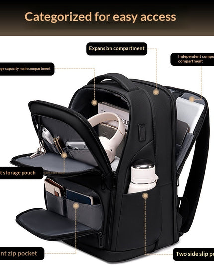 Men's Urban Minimalist Business Backpack – USB Port, 20–35L, Laptop Ready