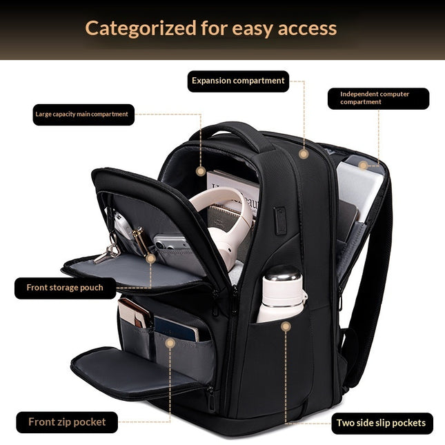Men's Urban Minimalist Business Backpack – USB Port, 20–35L, Laptop Ready
