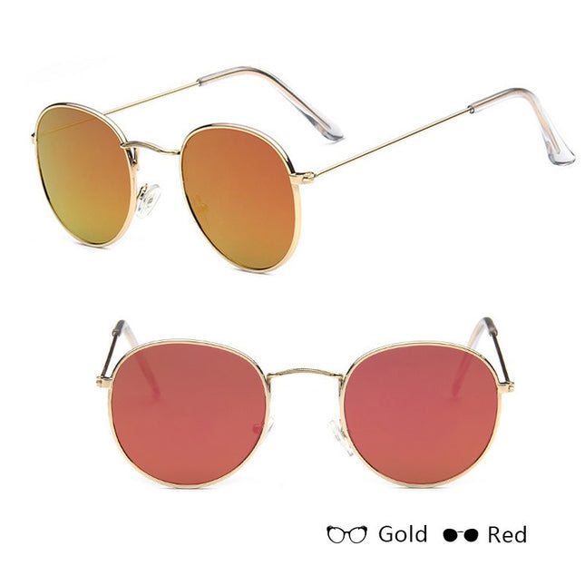 Retro Round Sunglasses for Women – Metal Frame, 14 Color Combos