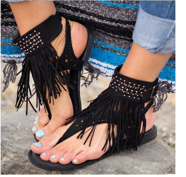 Women's Ethnic Flat Thong Sandals – Summer Style, Beige, Black & Brown