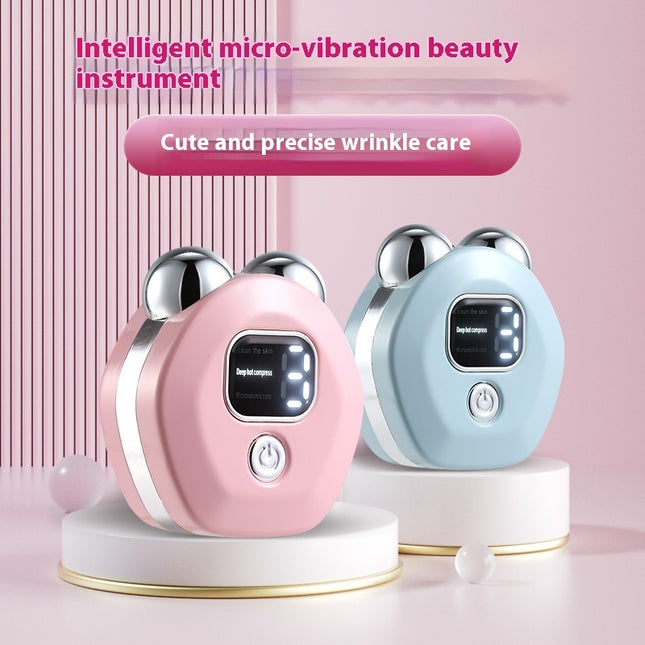 Microcurrent Double-Roller Facial Massager – Hot Compress, Skin Rejuvenation & Wrinkle Reduction