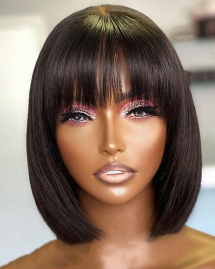Human Hair Bob Lace Wig – Natural Style, Dyeable & Heat Styleable, 10 & 16 Inches