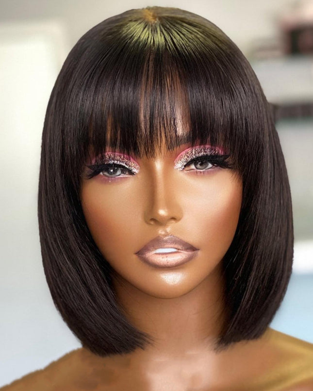 Human Hair Bob Lace Wig – Natural Style, Dyeable & Heat Styleable, 10 & 16 Inches