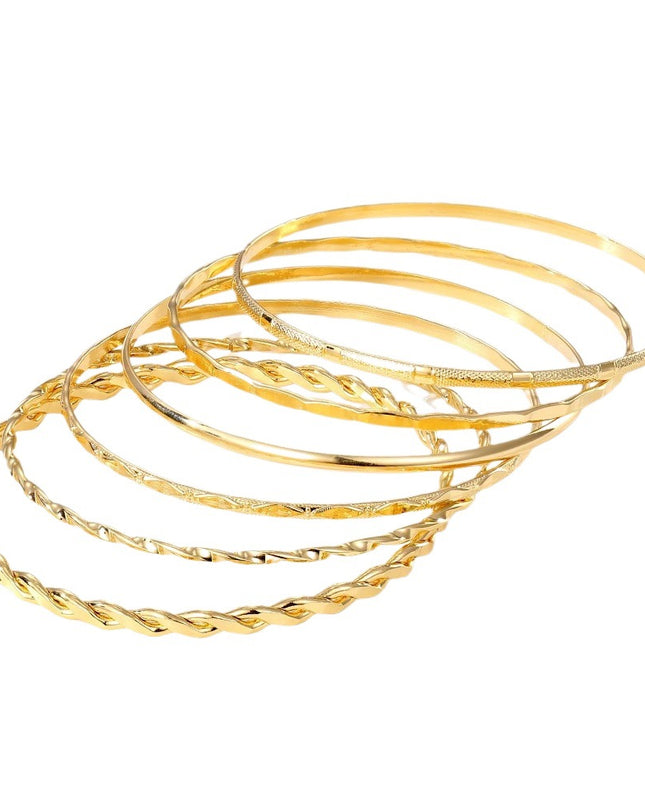 Bohemian Gold Chain Bracelet Set – 6-Piece Stacked Jewelry