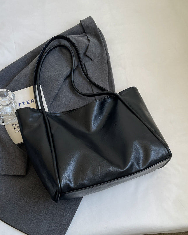 Women's Large Capacity Soft PU Leather Tote Bag – Commuter, Travel & Shopping, 4 Colors
