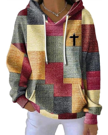 Women's Artistic Print Pullover Hoodie – Retro Style, Sizes S–6XL