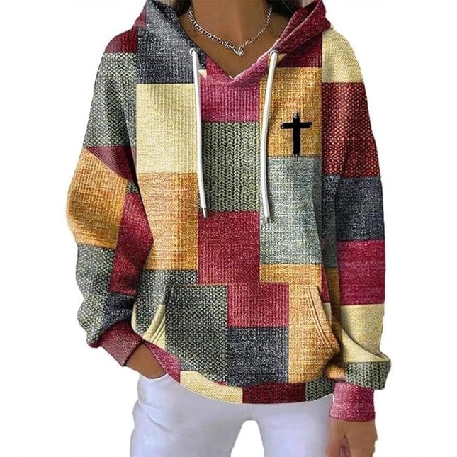 Women's Artistic Print Pullover Hoodie – Retro Style, Sizes S–6XL
