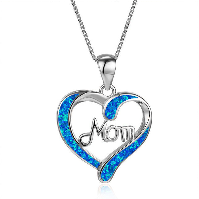 MOM Heart Pendant Necklace | Mother's Day Gift Jewelry