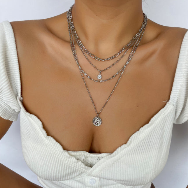 Layered Coin Necklace – Chunky Gold & Silver Chain | Women's Jewelry