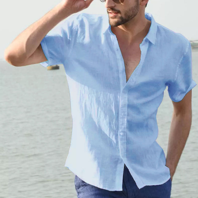 Men's Short-Sleeve Button-Up Shirt – Lightweight Summer Essential
