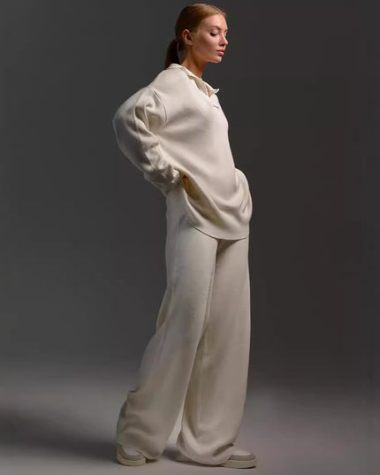 Women's Knit Two-Piece Sweatshirt & Straight-Leg Pants Set – 7 Colors