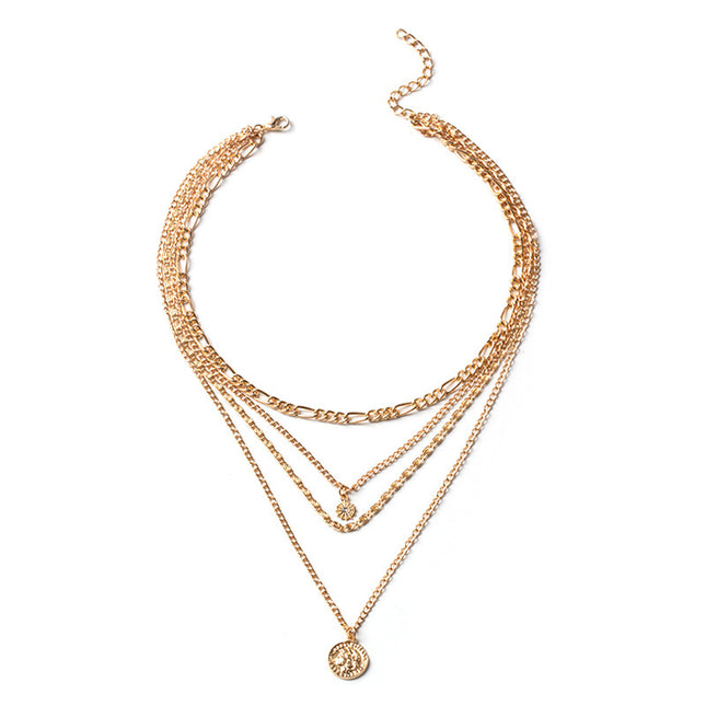 Layered Coin Necklace – Chunky Gold & Silver Chain | Women's Jewelry