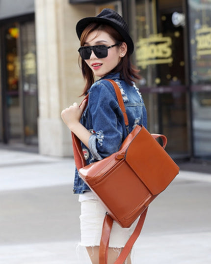 Women's Composite Leather Backpack – Anti-Theft, Waterproof, Laptop Pocket, 3 Colors