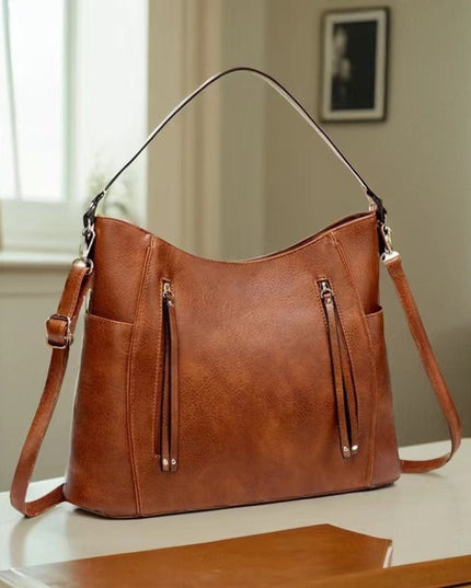 Women's Large Capacity PU Leather Handbag – Tassel Detail, Laptop Pocket, 3 Colors