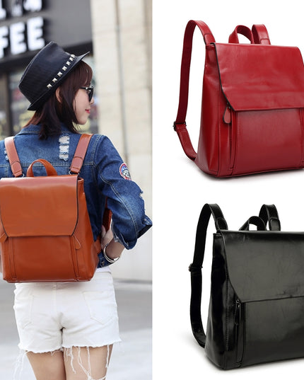Women's Composite Leather Backpack – Anti-Theft, Waterproof, Laptop Pocket, 3 Colors