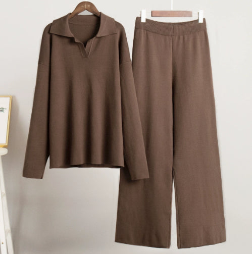 Women's Knit Two-Piece Sweatshirt & Straight-Leg Pants Set – 7 Colors