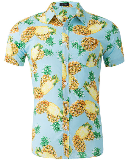 Men's 100% Cotton Printed Short Sleeve Shirt – 13 Prints, Sizes S–XXL
