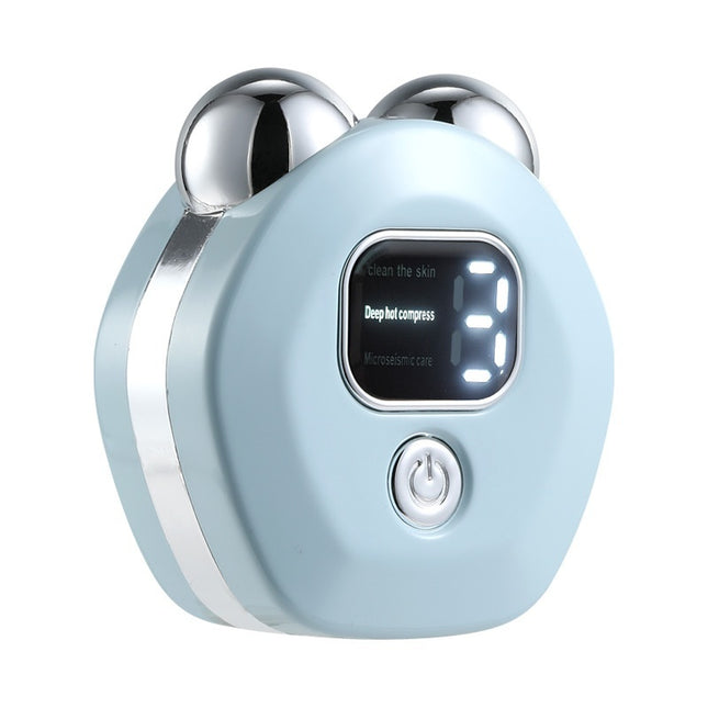 Microcurrent Double-Roller Facial Massager – Hot Compress, Skin Rejuvenation & Wrinkle Reduction