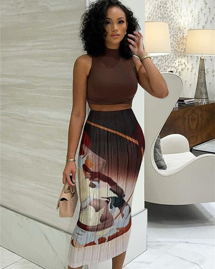 Women's Printed Elastic Waist Summer Dress – Lightweight, Sizes S–L