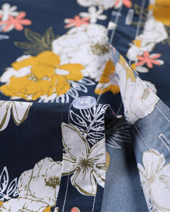 Men's Retro Hawaiian Floral Short-Sleeve Shirt