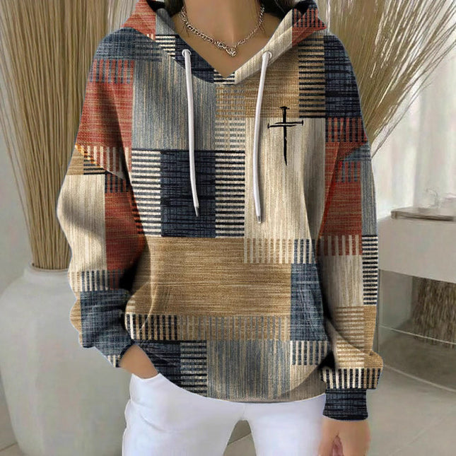 Women's Artistic Print Pullover Hoodie – Retro Style, Sizes S–6XL