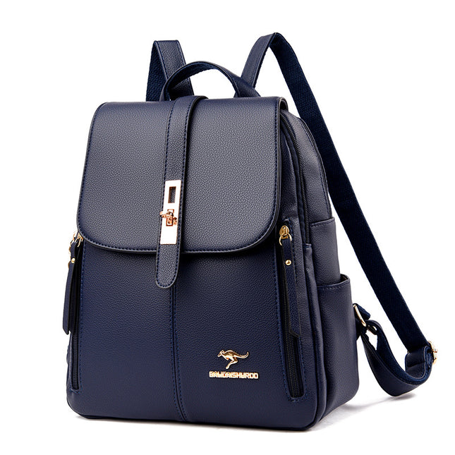 Women's Multi-Function Leather Backpack – Anti-Theft, Waterproof, 20–35L