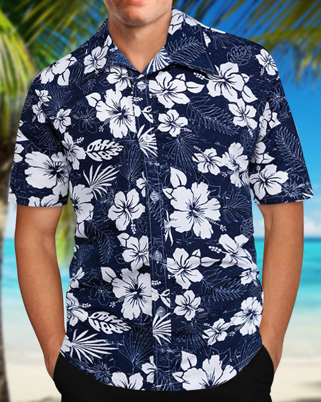 Men's Retro Hawaiian Floral Short-Sleeve Shirt