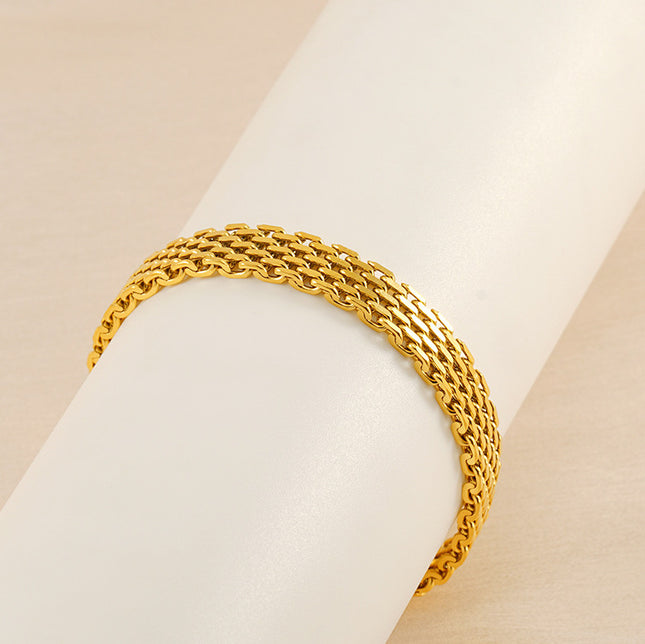 Geometric Chain Bracelet | Gold & Silver Titanium Steel Jewelry for Women