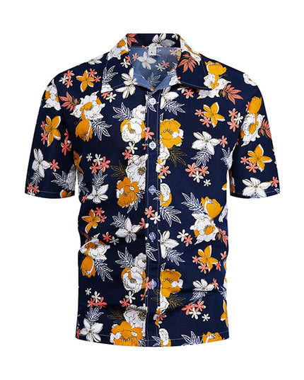 Men's Retro Hawaiian Floral Short-Sleeve Shirt