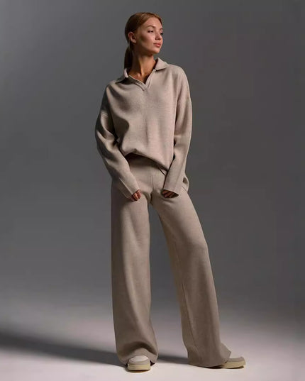 Women's Knit Two-Piece Sweatshirt & Straight-Leg Pants Set – 7 Colors