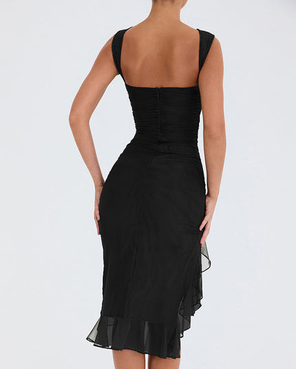 Sleeveless Bodycon Midi Dress – Slim Fit Round Neck Party Dress