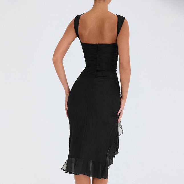 Sleeveless Bodycon Midi Dress – Slim Fit Round Neck Party Dress